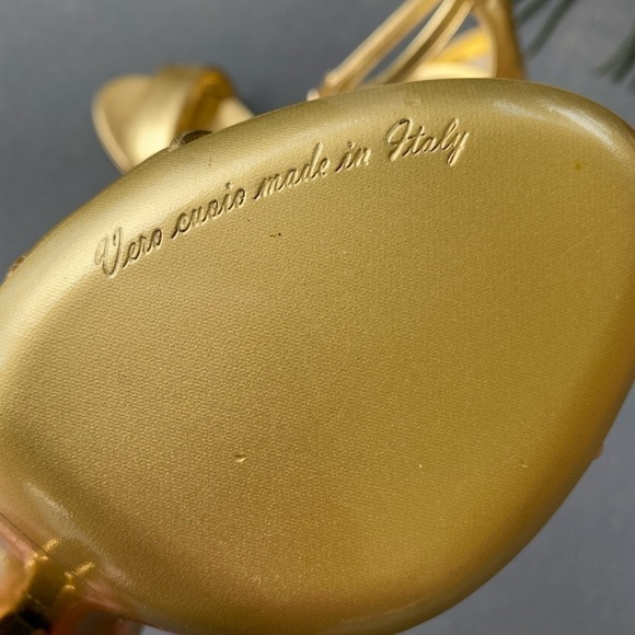 Dolce & GABBANA Keira Baroque DG Metallic Gold Heel Sandal Size 6 / 36 - Picture 16 of 16